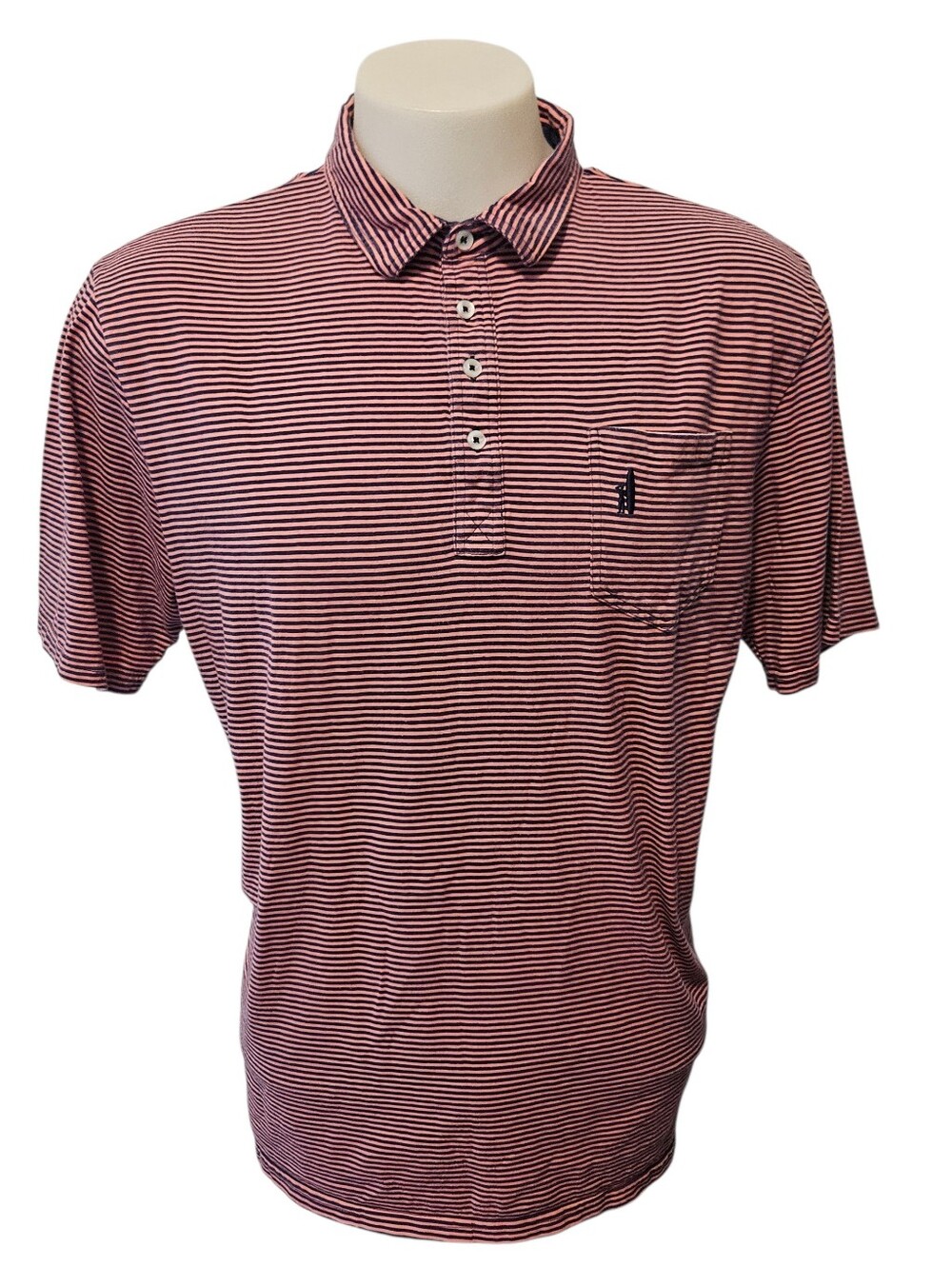 johnnie-O Original 4-Button Ryan Stripe Polo Shirt Mens Pink/Blue Size XL
